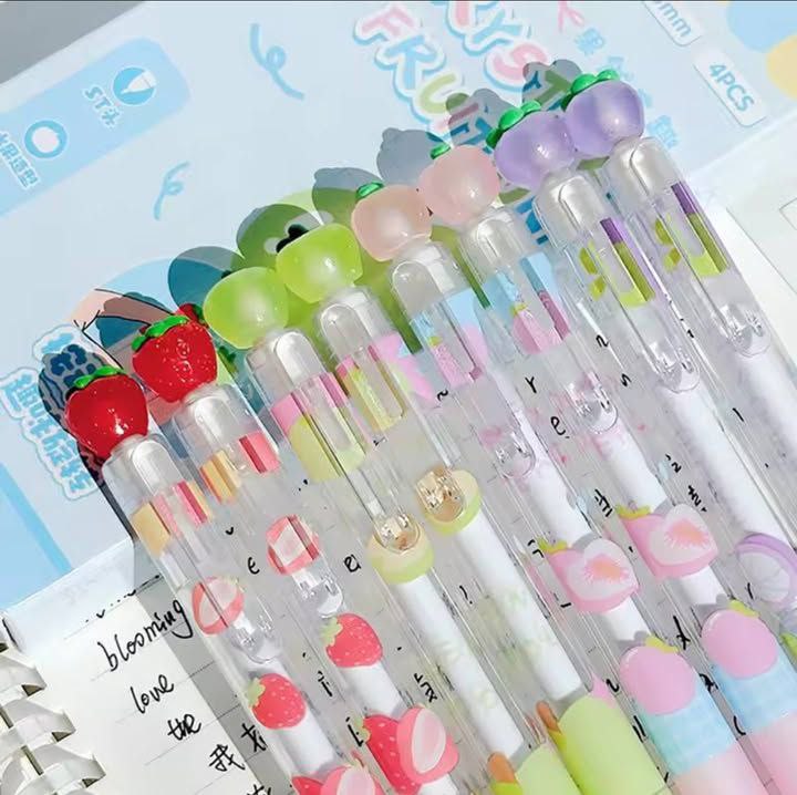 4 Pcs/Pack Creative Fruit-Shaped Gel Pens Rotatable