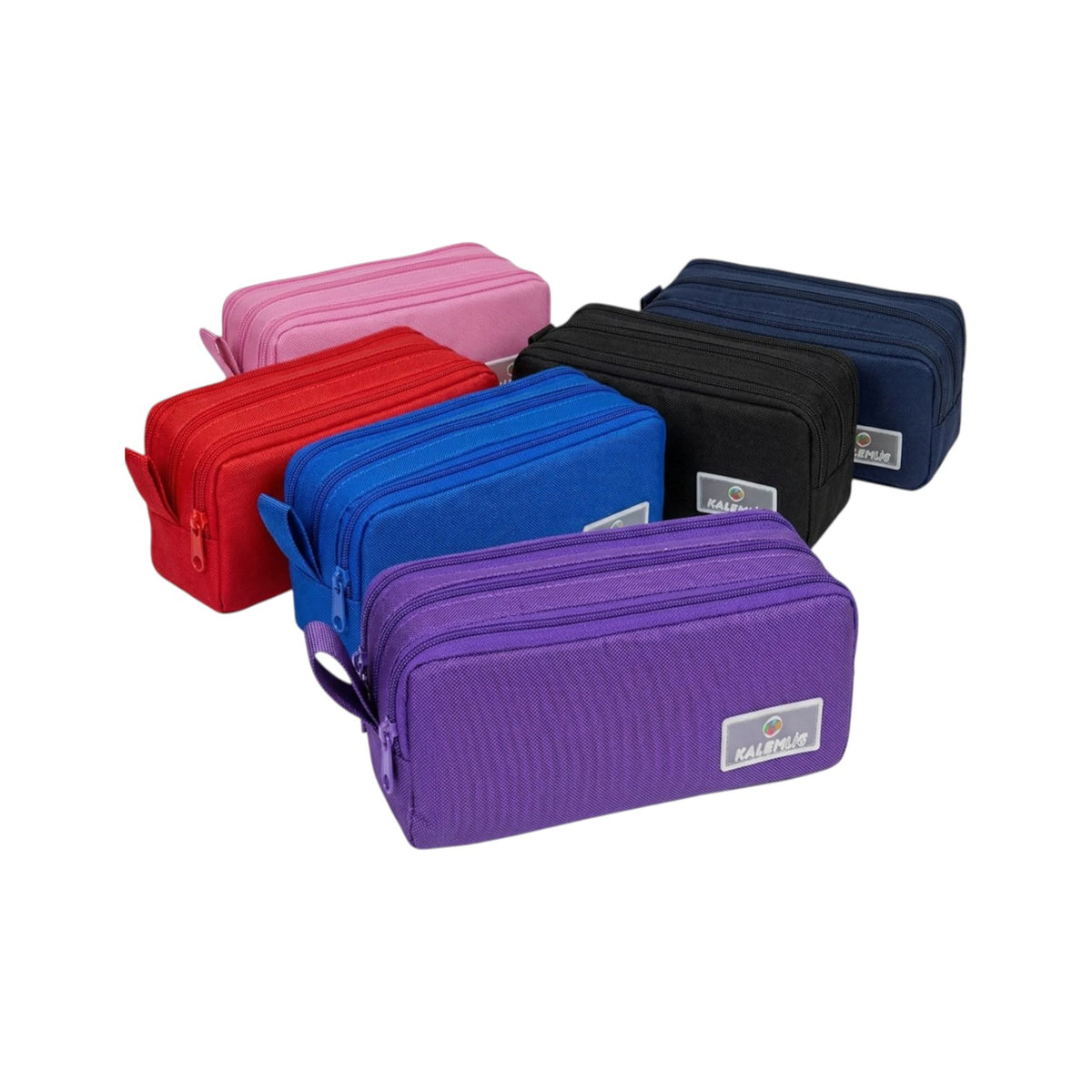 Kalem Lig (5002) Cloth Pencil Case with 2 Zippers, 21x10 cm