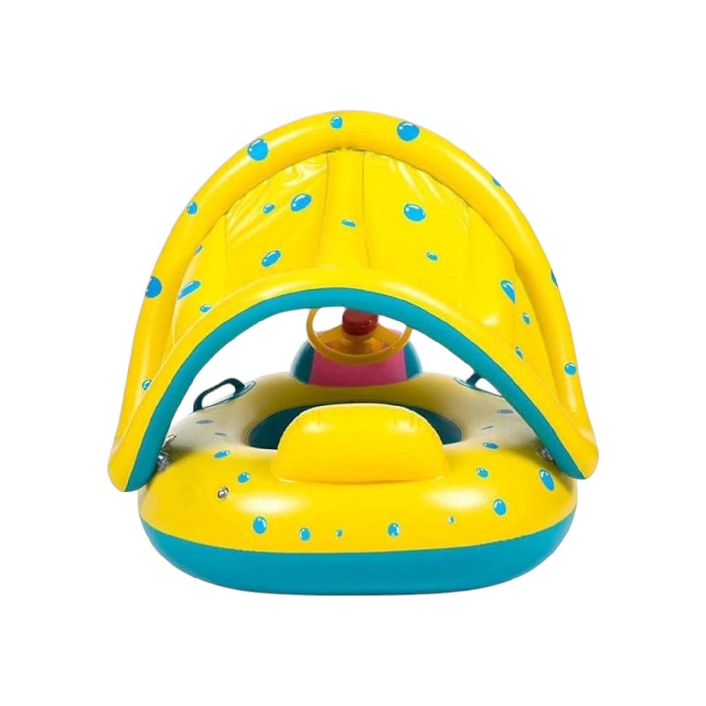Inflatable Float with Protective Canopy, Steering Wheel Car Design