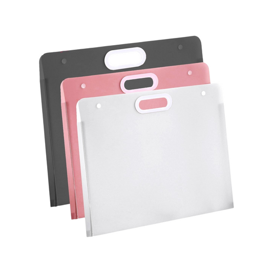 Elite Stationery House set of three semitransparent PP plastic art portfolio cases with top handles and snap buttons