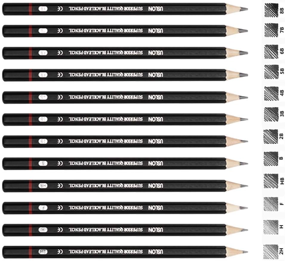 Pencil - Set Of 12 PCS, For Sketching & Drawing, Pack With Metal Storage Box