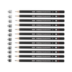 Elite Stationery House 12-piece graphite drawing pencil set featuring various grades from 2H to 8B for sketching.