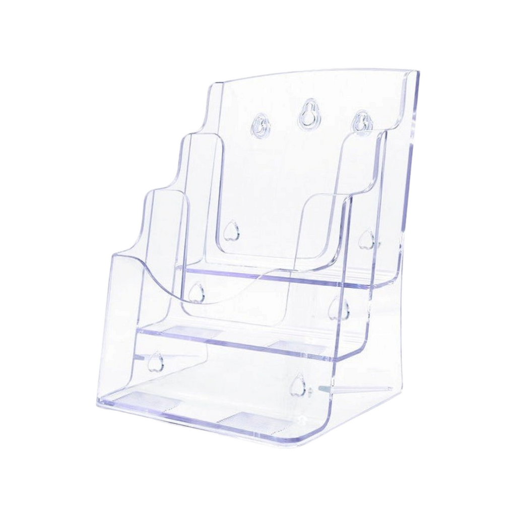 Elite Stationery House crystal clear A5 3-tier portrait literature holder for countertop display