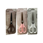 Elite Stationery House Oula OL-20-8309 scissors set with ergonomic plastic handles in black, pink, and white