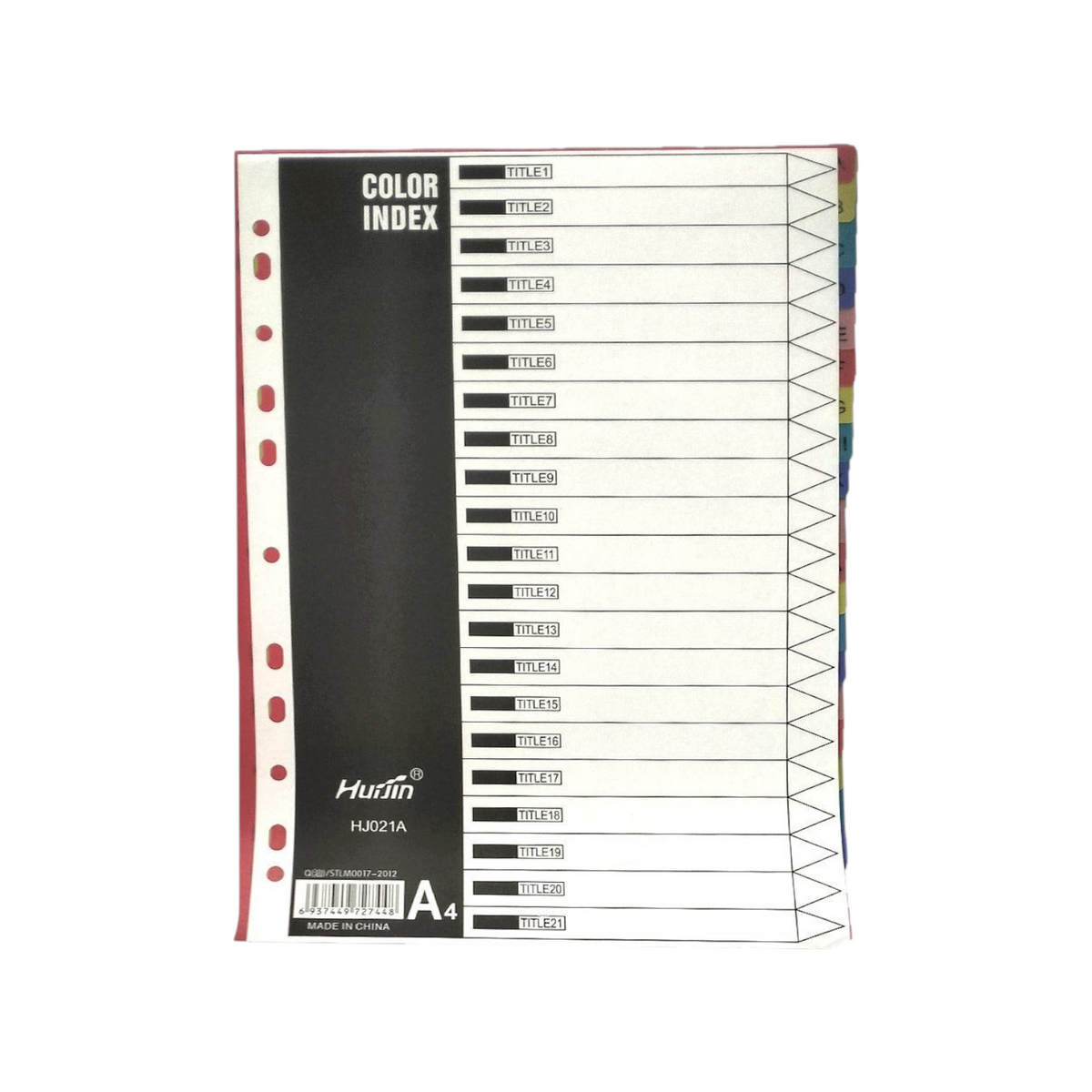 Elite Stationery House A4 plastic index dividers with 21 colorful tabbed sections for organized filing