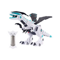 Elite Stationery House interactive white and black robot dinosaur toy with remote control, lights, and sound effects