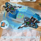 Elite Stationery House remote control fighter plane drone with blue and gray military design and colorful LED lights