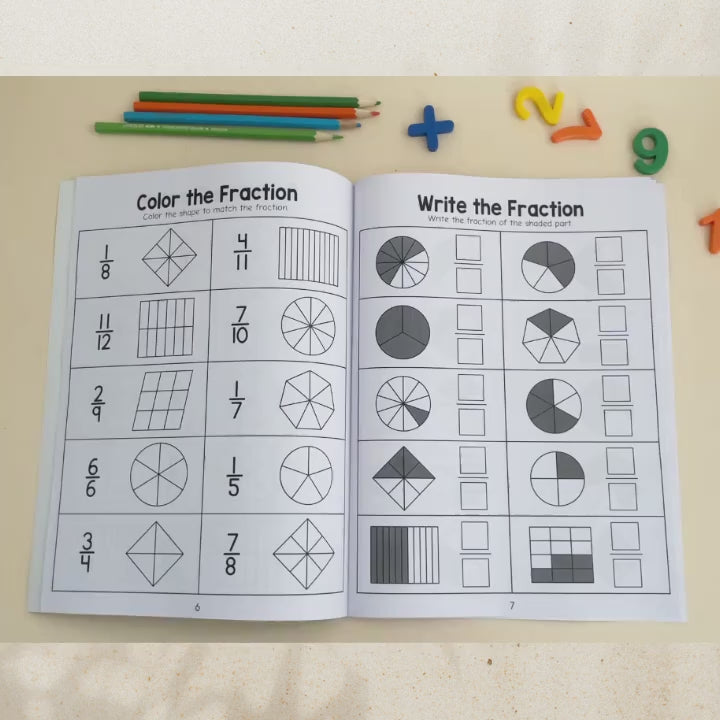 Math Fractions Workbook Level 1