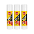 Elite Stationery House pack of three 8g Deli glue sticks with white and yellow tubes for paper and cardboard crafts.