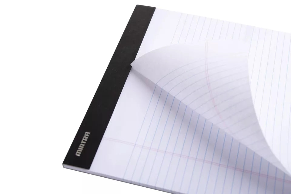 Notepad lined, 50 sheets, colored, 5 x 8, with stapler White