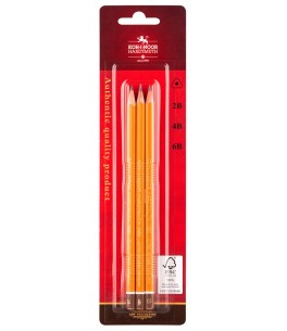 Koh-I-Noor 2B 4B 6B Triangular Graphite 3 Pencils