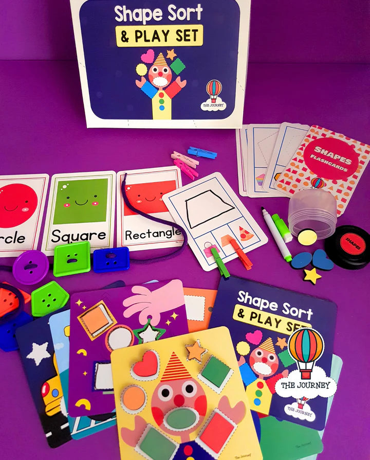 Shape Sort & Play Set (with Shape Flashcards) Available in 4 Languages