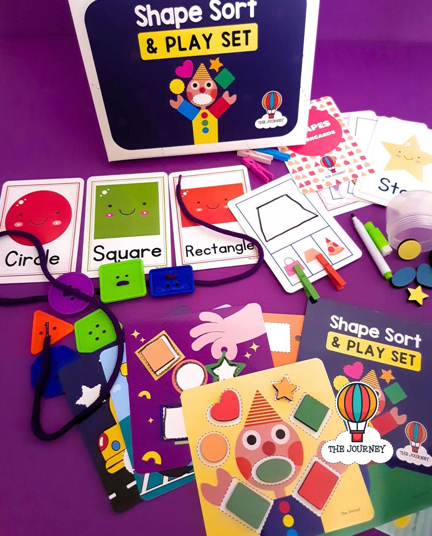 Shape Sort & Play Set (with Shape Flashcards)