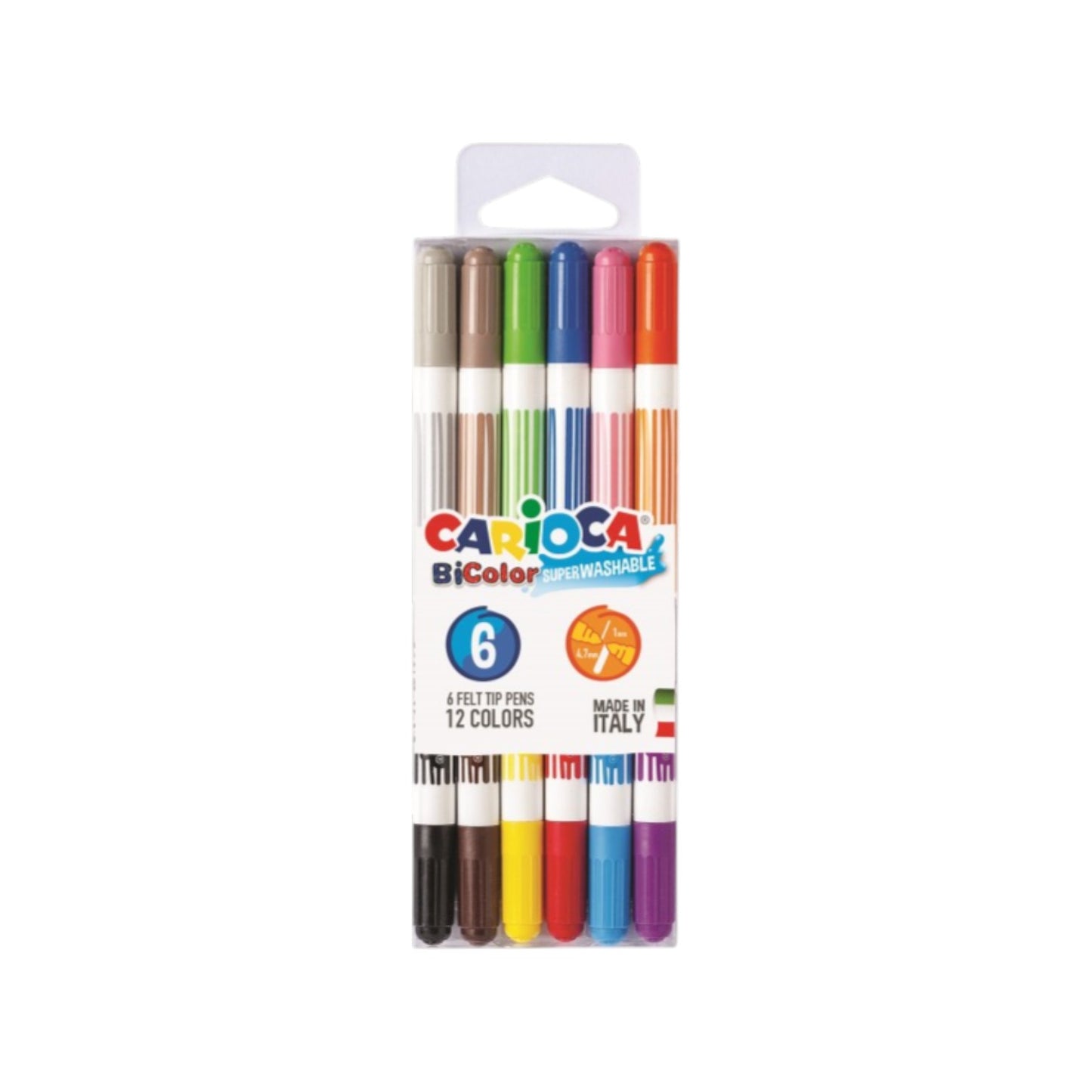 Felt Tip Pens BiColor - 6 Pcs - Double Sided