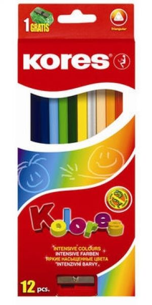 Triangular Color Pencils Kores 12 Colors