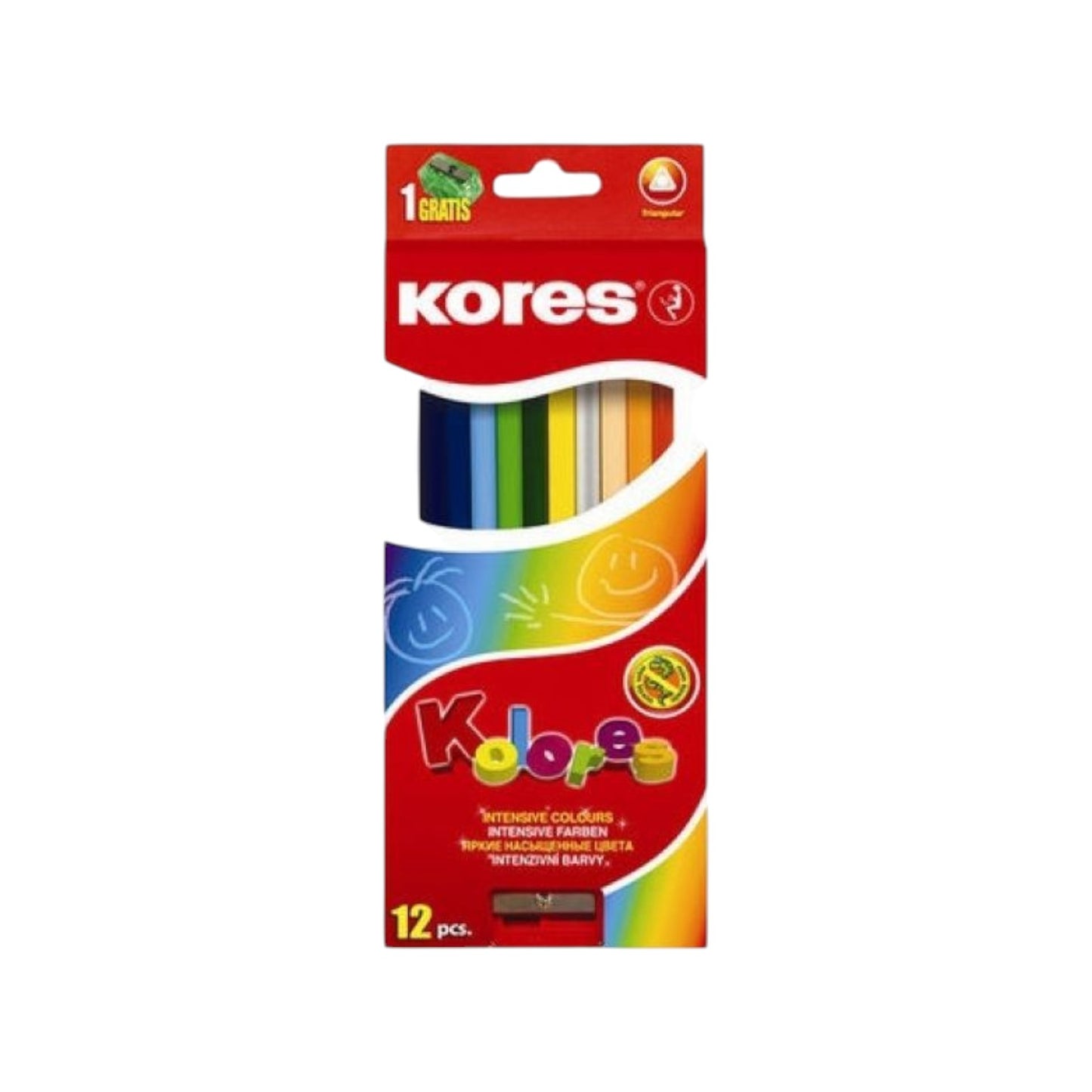 Triangular Color Pencils Kores 12 Colors