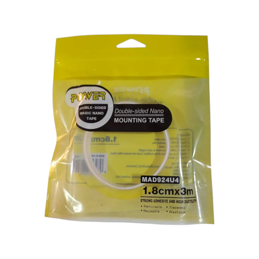 Power brand Double-Sided Nano Mounting Tape, measuring 1.8cmx3m